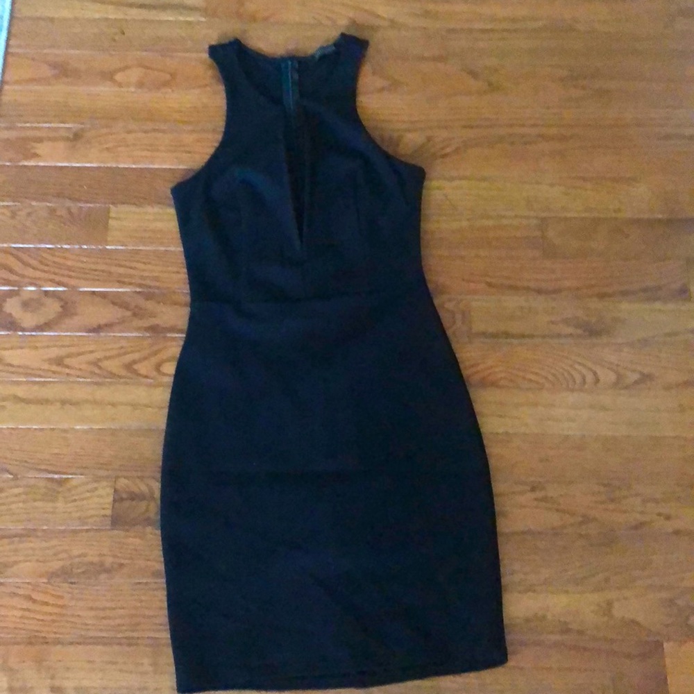 Black deep v stretch dress